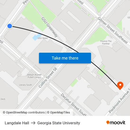 Langdale Hall to Georgia State University map