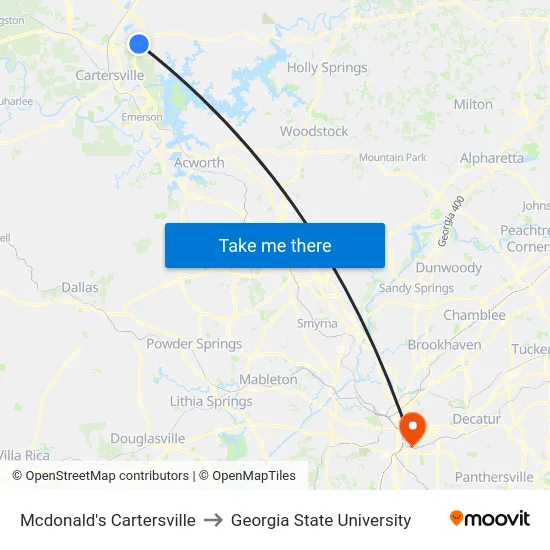 Mcdonald's Cartersville to Georgia State University map