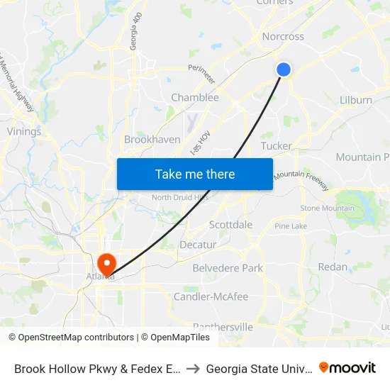 Brook Hollow Pkwy & Fedex Entrance to Georgia State University map
