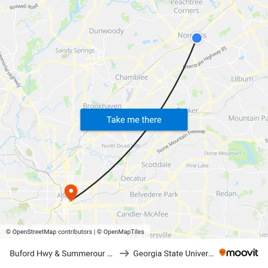 Buford Hwy & Summerour St Ib to Georgia State University map