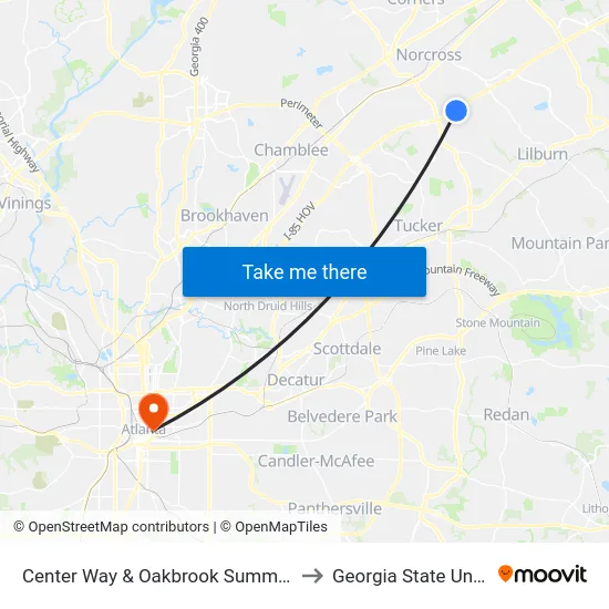 Center Way & Oakbrook Summit Entrance to Georgia State University map