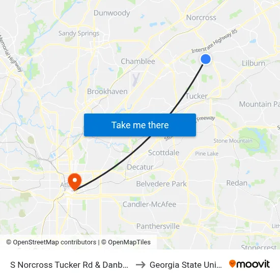 S Norcross Tucker Rd & Danbury Dr Ob to Georgia State University map
