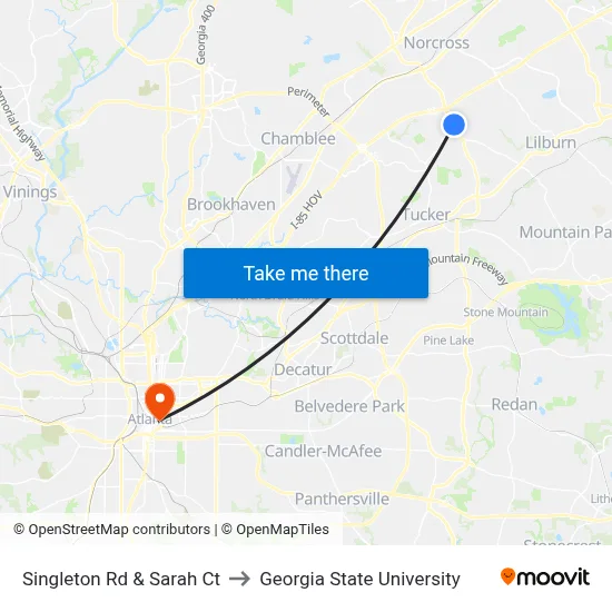Singleton Rd & Sarah Ct to Georgia State University map