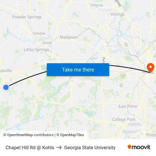 Chapel Hill Rd @ Kohls to Georgia State University map