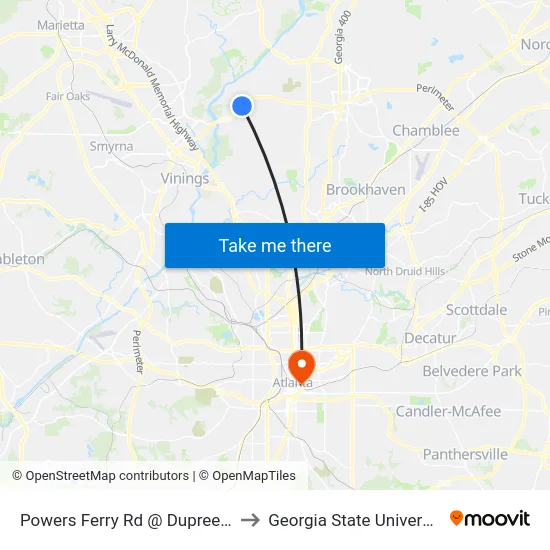 Powers Ferry Rd @ Dupree Dr to Georgia State University map