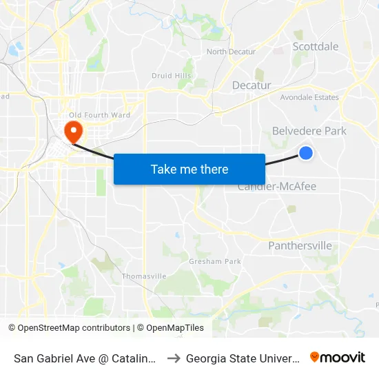 San Gabriel Ave @ Catalina Dr to Georgia State University map