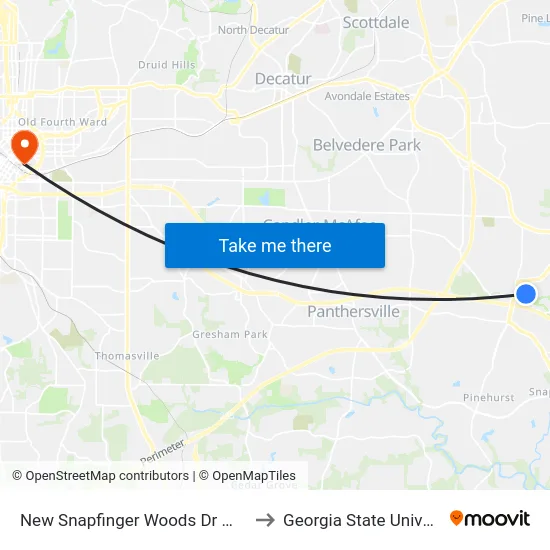 New Snapfinger Woods Dr @ 4325 to Georgia State University map
