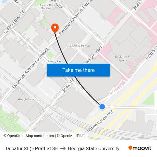 Decatur St @ Pratt St SE to Georgia State University map