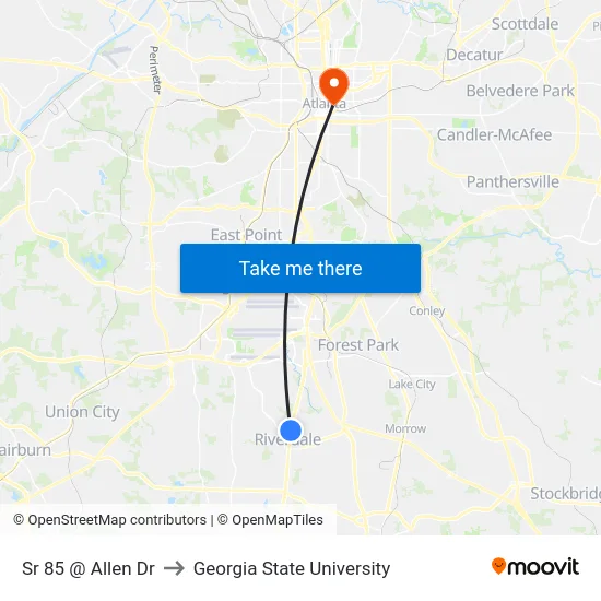 Sr 85 @ Allen Dr to Georgia State University map