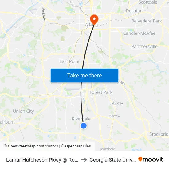 Lamar Hutcheson Pkwy @ Roberts Dr to Georgia State University map