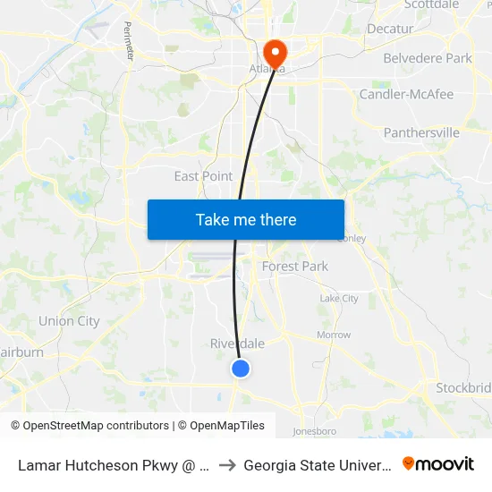 Lamar Hutcheson Pkwy @ 618 to Georgia State University map