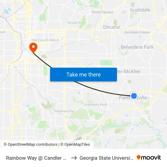 Rainbow Way @ Candler Rd to Georgia State University map