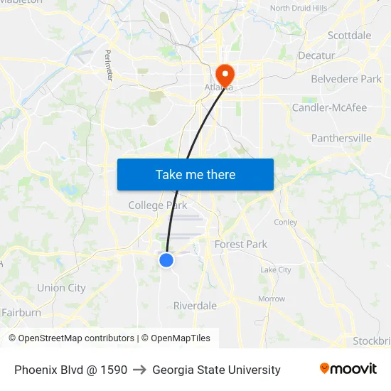 Phoenix Blvd @ 1590 to Georgia State University map