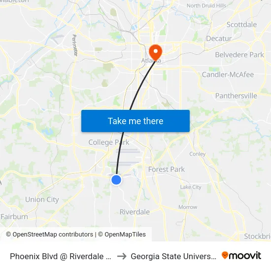 Phoenix Blvd @ Riverdale Rd to Georgia State University map