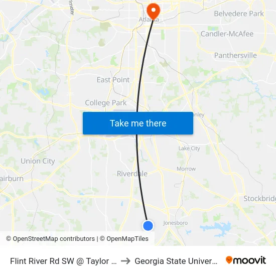 Flint River Rd SW @ Taylor Rd to Georgia State University map