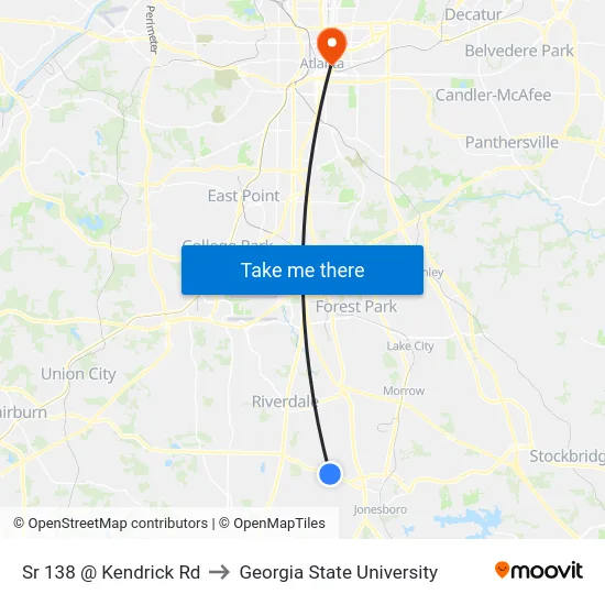 Sr 138 @ Kendrick Rd to Georgia State University map