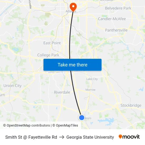 Smith St @ Fayetteville Rd to Georgia State University map