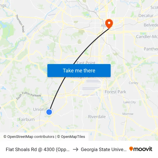 Flat Shoals Rd @ 4300 (Opposite) to Georgia State University map
