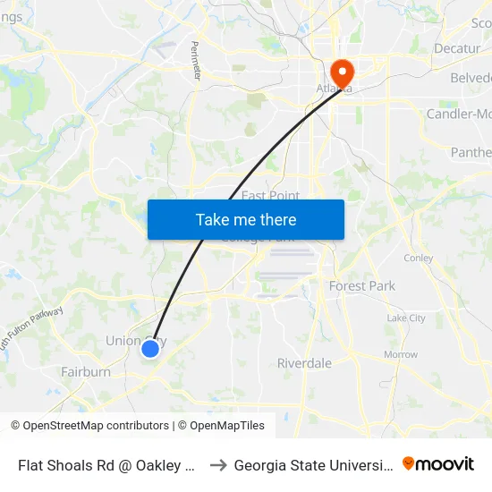 Flat Shoals Rd @ Oakley Rd to Georgia State University map
