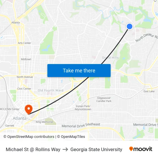 Michael St @ Rollins Way to Georgia State University map