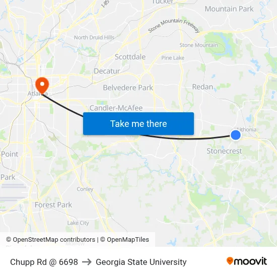 Chupp Rd @ 6698 to Georgia State University map