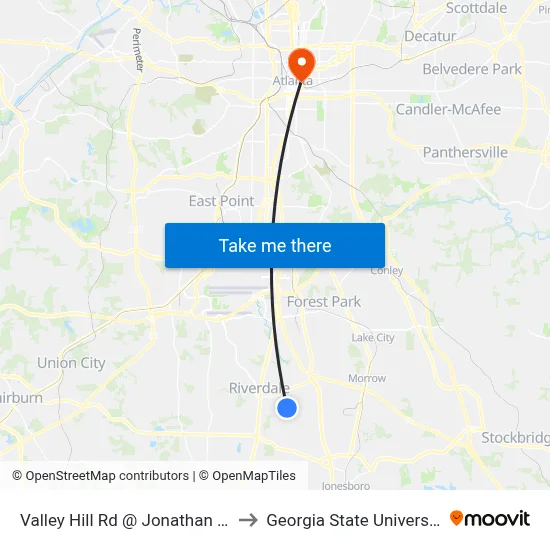 Valley Hill Rd @ Jonathan Rd to Georgia State University map