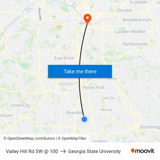 Valley Hill Rd SW @ 100 to Georgia State University map