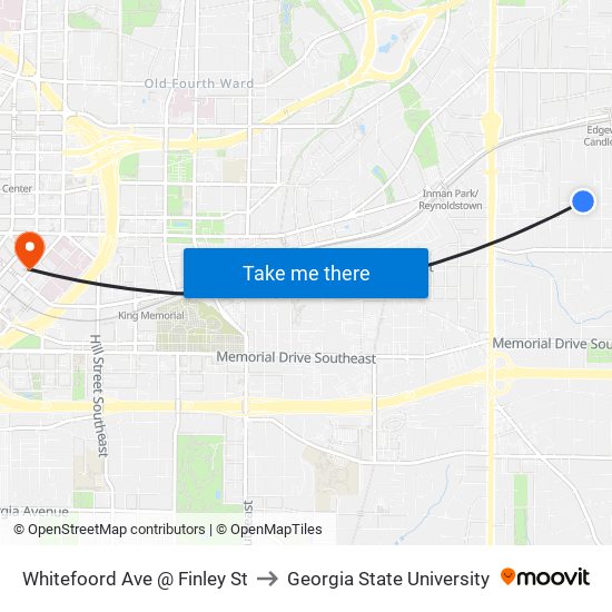 Whitefoord Ave @ Finley St to Georgia State University map