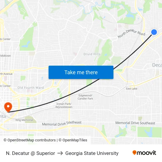 N. Decatur @ Superior to Georgia State University map