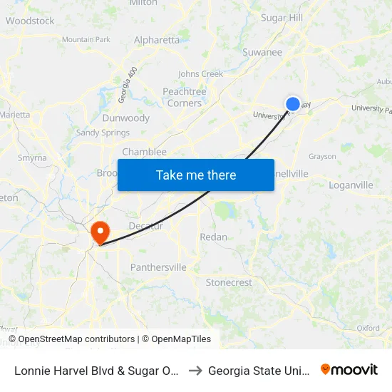 Lonnie Harvel Blvd & Sugar Oak Ln Ob to Georgia State University map