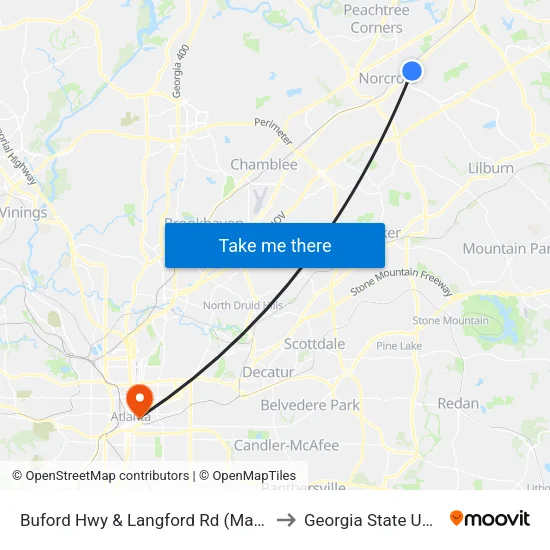 Buford Hwy & Langford Rd (Magnolia Plaza to Georgia State University map