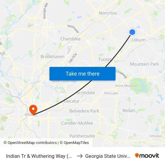 Indian Tr & Wuthering Way (Cpa) Ib to Georgia State University map