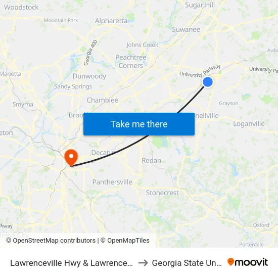 Lawrenceville Hwy & Lawrenceville Pediat to Georgia State University map