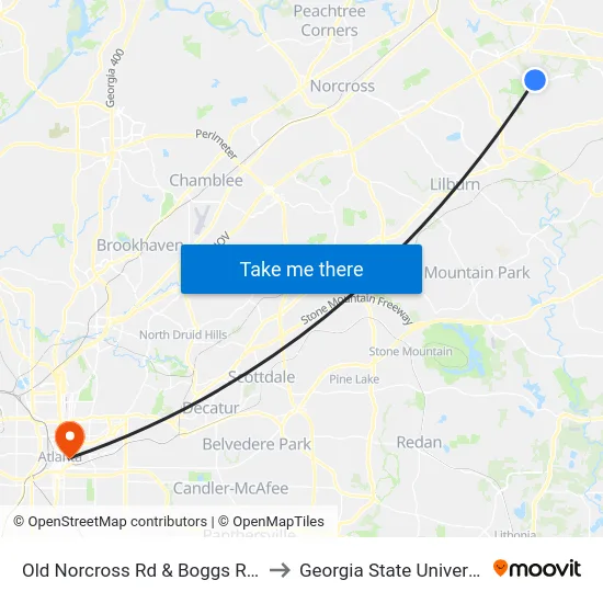 Old Norcross Rd & Boggs Rd Ib to Georgia State University map