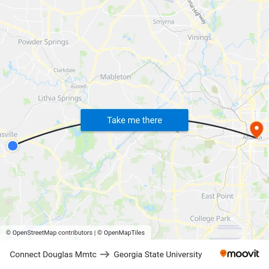 Connect Douglas Mmtc to Georgia State University map