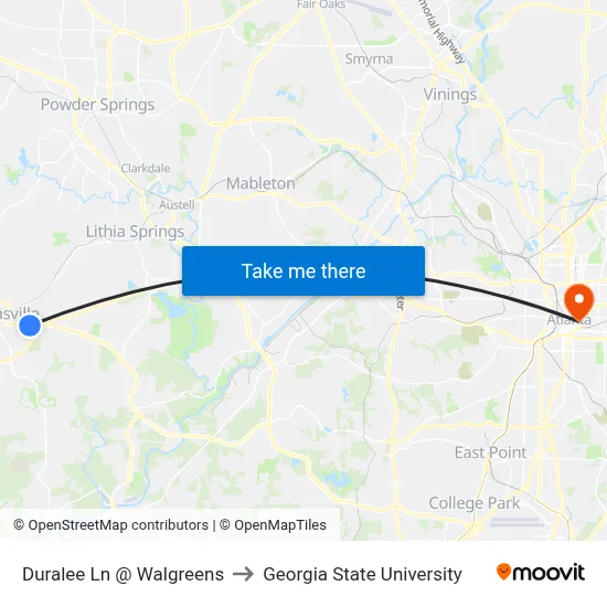 Duralee Ln @ Walgreens to Georgia State University map