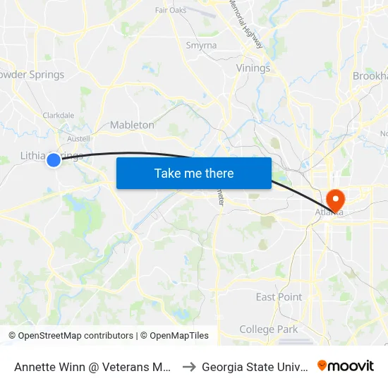 Annette Winn @ Veterans Memorial to Georgia State University map