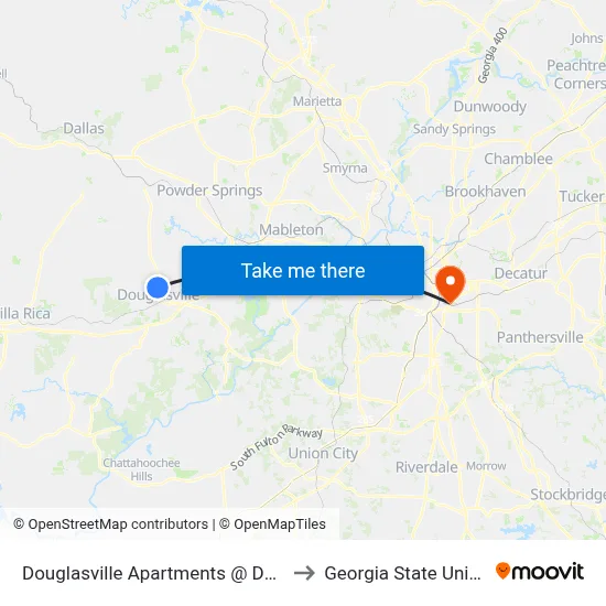 Douglasville Apartments @ Dallas Hwy to Georgia State University map