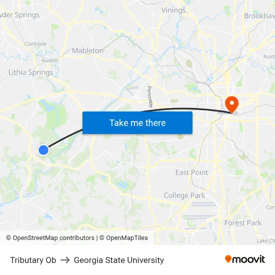 Tributary Ob to Georgia State University map