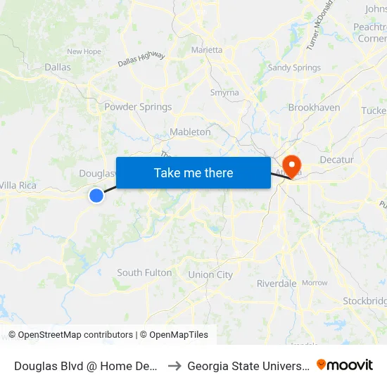 Douglas Blvd @ Home Depot to Georgia State University map