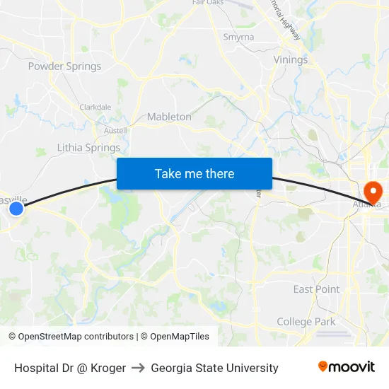 Hospital Dr @ Kroger to Georgia State University map