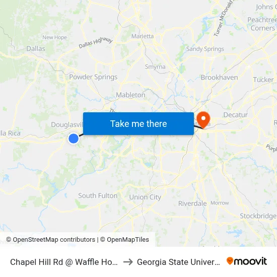 Chapel Hill Rd @ Waffle House to Georgia State University map