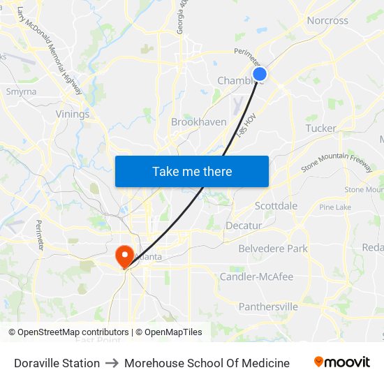 Doraville Station to Morehouse School Of Medicine map