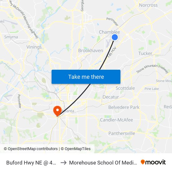 Buford Hwy NE @ 4995 to Morehouse School Of Medicine map