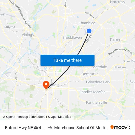 Buford Hwy NE @ 4770 to Morehouse School Of Medicine map