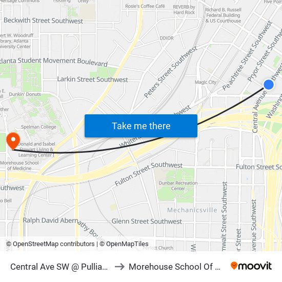 Central Ave SW @ Pulliam St SW to Morehouse School Of Medicine map