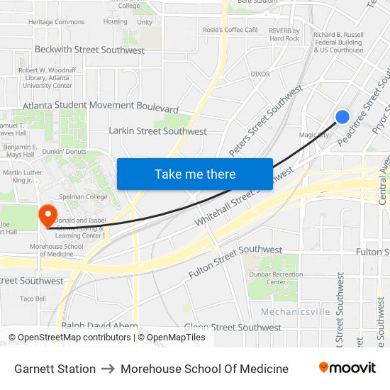 Garnett Station to Morehouse School Of Medicine map