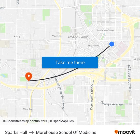 Sparks Hall to Morehouse School Of Medicine map