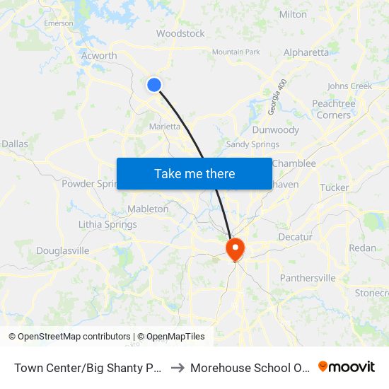 Town Center/Big Shanty Park And Ride to Morehouse School Of Medicine map