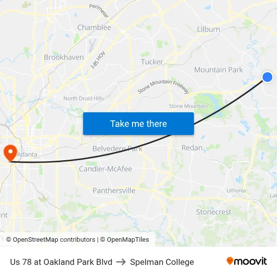 Us 78 at Oakland Park Blvd to Spelman College map